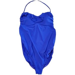 Motherhood Maternity Womens Large Swim Suit One Piece Full Blue Line Padded